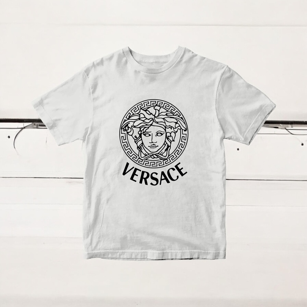 Cotton Unisex Luxury Short Sleeve Shirt Greek Medusa T Shirt White Black - Picture 2 of 2